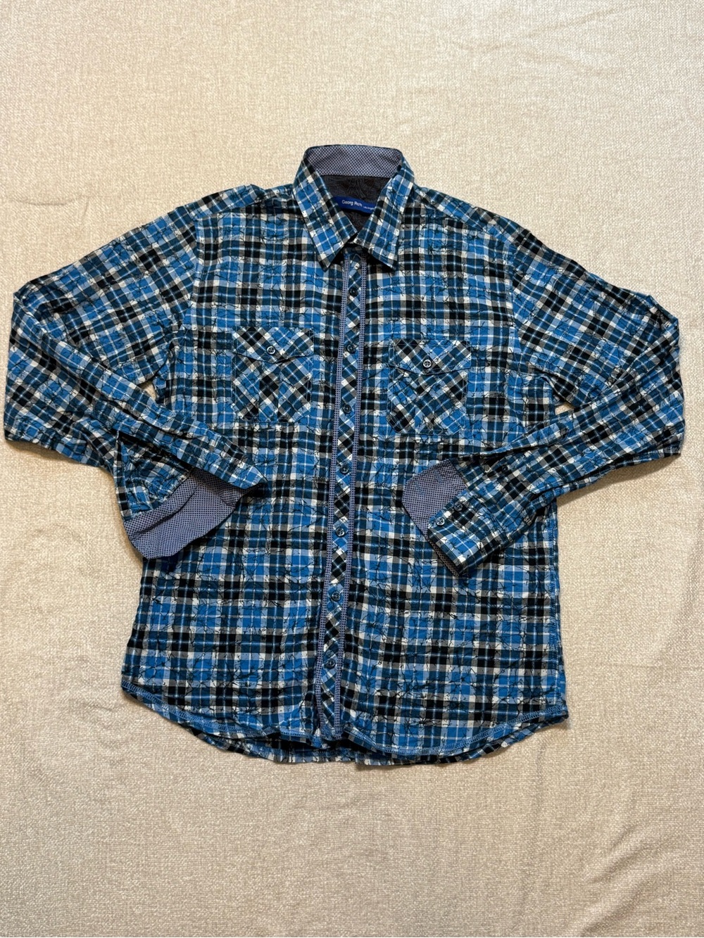 Georg Roth LA Blue Plaid Cotton Shirt Indie Grunge Y2K Men’s M/L 75